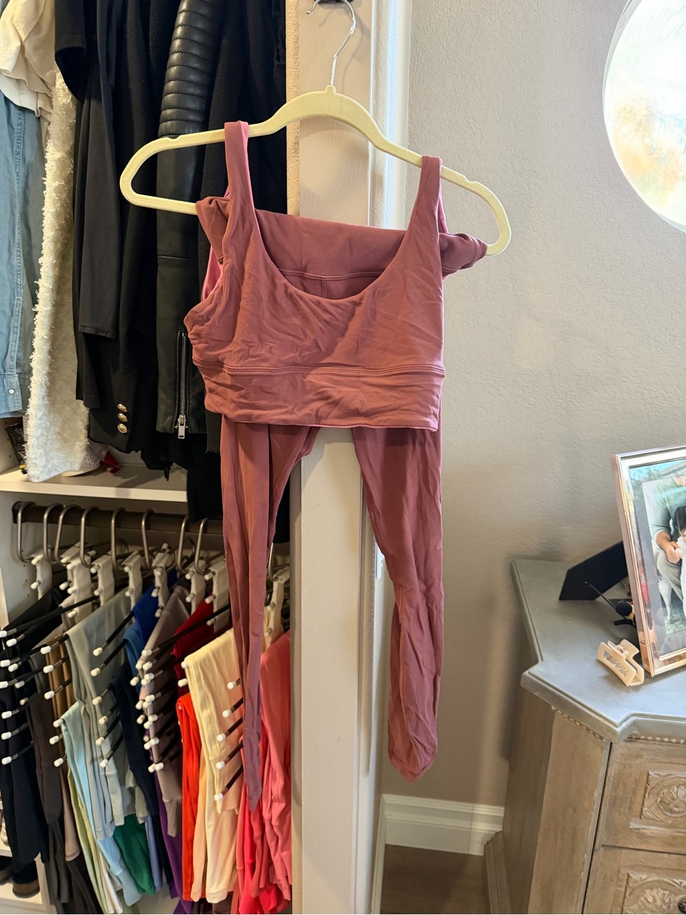 lululemon athletica mauve/pink Lunar New Year fitted sports top and leggings